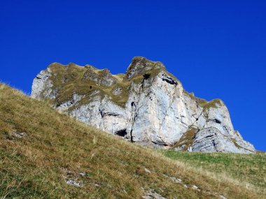 Alpstein ve Appenzellerland bölgesinde dağ masifinin taşları ve kayaları - Appenzell Innerrhoden Kantonu (Ai), İsviçre