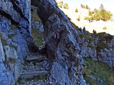 Alpstein ve Appenzellerland bölgesinde dağ masifinin taşları ve kayaları - Appenzell Innerrhoden Kantonu (Ai), İsviçre