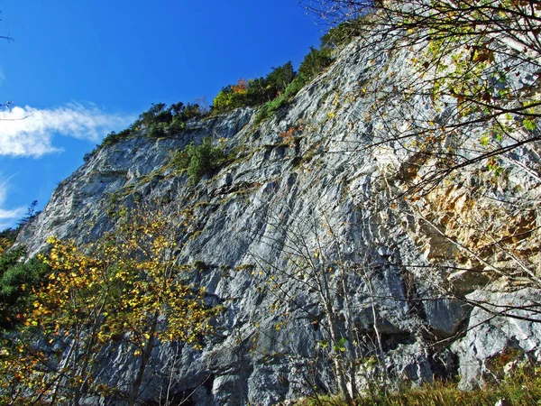 Hegyi Hegység Kövei Sziklái Alpstein Appenzellerland Régióban Appenzell Innerrhoden Kantoni — Stock Fotó