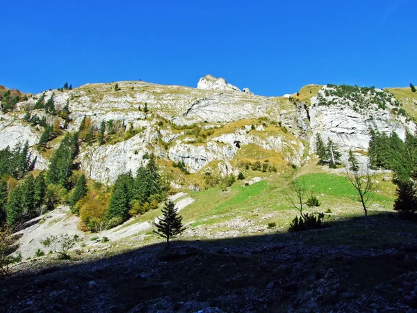 Stenen Rotsen Van Het Bergmassief Alpstein Regio Appenzellerland Kanton Appenzell — Stockfoto