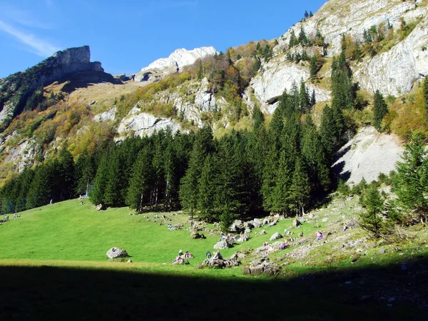 Paisaje Alpino Picos Rocosos Cordillera Alpstein Cantón Appenzell Innerrhoden Suiza — Foto de Stock