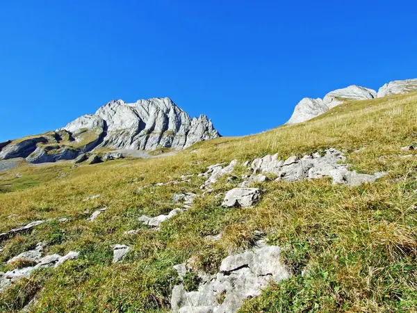 Paisaje Alpino Picos Rocosos Cordillera Alpstein Cantón Appenzell Innerrhoden Suiza — Foto de Stock