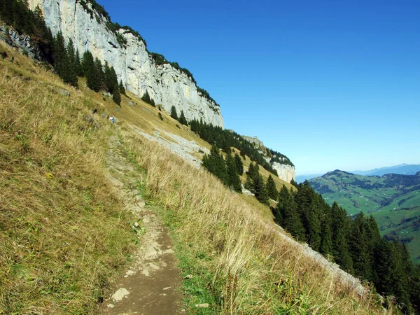 Alpejskie Krajobrazy Skaliste Szczyty Gór Alpstein Canton Appenzell Innerrhoden Szwajcaria — Zdjęcie stockowe