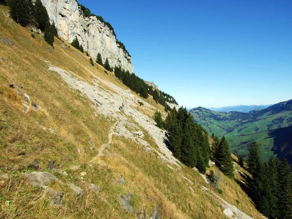 Alpská Krajina Skalnaté Vrcholy Horského Pohoří Alpstein Kantony Appenzell Innerrhoden — Stock fotografie