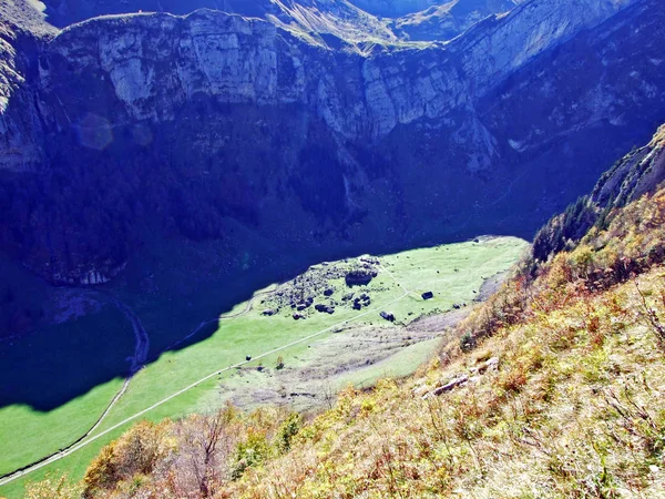 阿尔卑斯山脉阿尔卑斯山牧场阿尔普塞在阿尔普施泰因山脉和阿彭策勒兰地区 阿彭策尔内霍登州 — 图库照片
