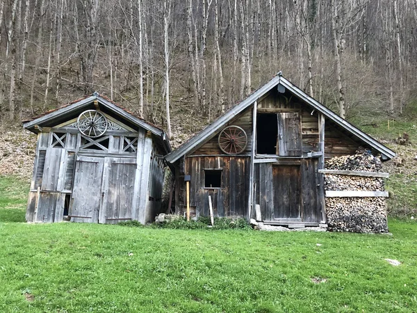 Architecture Traditionnelle Rurale Avec Fermes Élevage Dans Région Appenzellerland Sur — Photo