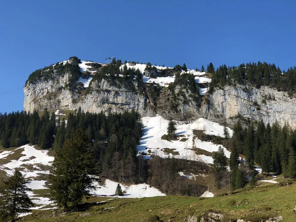 Alpine Hill Ebenalp Cordilheira Alpstein Região Appenzellerland Cantão Appenzell Innerrhoden — Fotografia de Stock