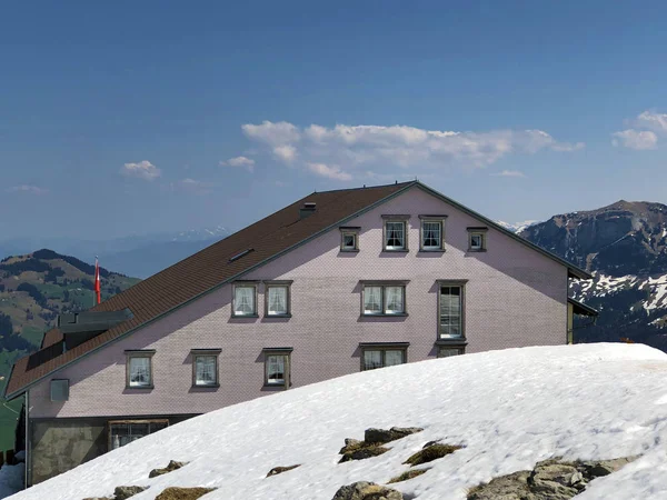 Ebenalp guest house, mountain restaurant Ebenalp or Berggasthaus Ebenalp in the Alpstein mountain range and in the Appenzellerland region - Canton of Appenzell Innerrhoden (AI), Switzerland