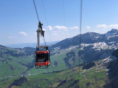 Wasserauen-Ebenalp teleferik veya Die Luftseilbahn Wasserauen-Ebenalp Appenzellerland bölgesinde - Appenzell Innerrhoden Kantonu (Ai), İsviçre