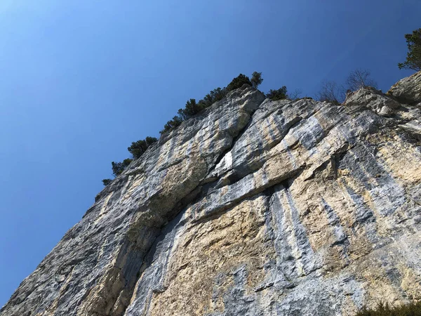 Falaise Ascher Ascher Felsen Aescher Felsen Dans Chaîne Montagnes Alpstein — Photo