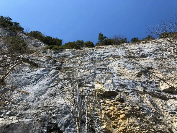 Ascher Cliff Lub Ascher Felsen Aescher Felsen Górach Alpstein Regionie — Zdjęcie stockowe