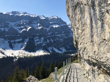 Alpstein sıradağları ve Appenzellerland bölgesinde Ascher uçurumu veya Ascher-Felsen (Aescher-Felsen) - Appenzell Innerrhoden Kantonu (Ai), İsviçre