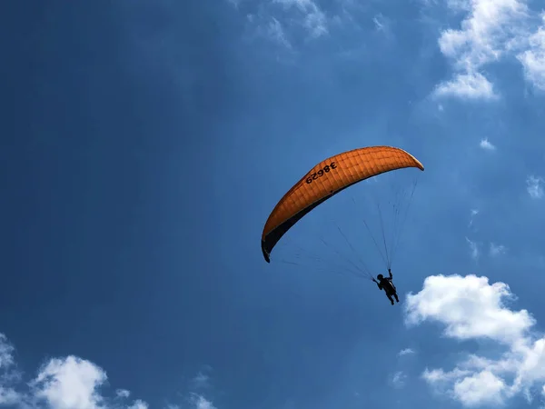 Parapentes Dans Ciel Dessus Montagne Ebenalp Dans Région Appenzellerland Canton — Photo