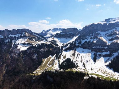 Alp alp sigel, Bogartenfirst ve Schafberg Alpstein dağ ve Appenzellerland bölgesinde zirveleri - Appenzell Innerrhoden Kton (Ai), İsviçre