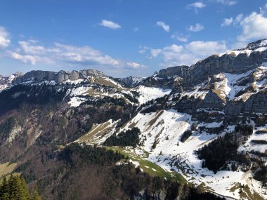 Alp alp sigel, Bogartenfirst ve Schafberg Alpstein dağ ve Appenzellerland bölgesinde zirveleri - Appenzell Innerrhoden Kton (Ai), İsviçre