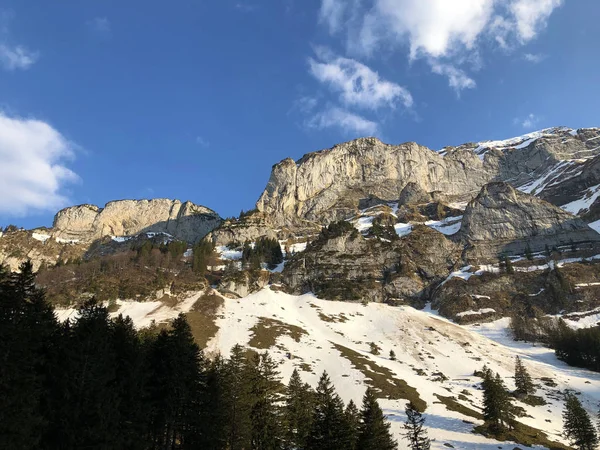 Alpské Vrcholy Bogartenfirst Schafberg Pohoří Alpstein Regionu Appenzellerland Kanton Appenzell — Stock fotografie