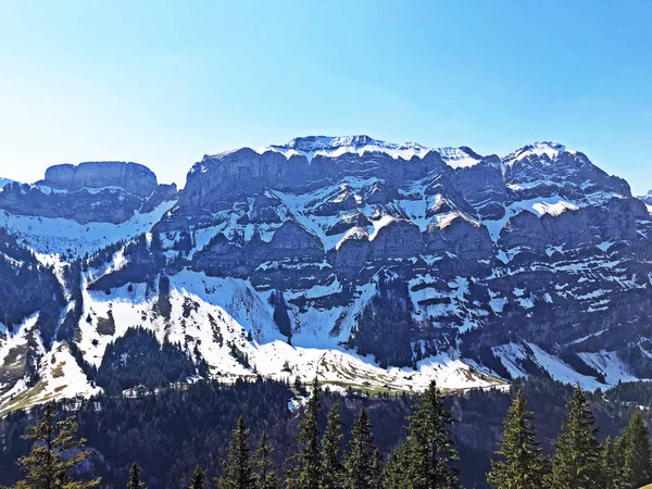 Alp Dağları Nın Appenzellerland Bölgesinde Alp Zirveleri Bogartenfirst Schafberg Appenzell — Stok fotoğraf