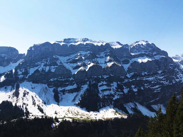 Alpejskie Szczyty Schafberg Marwees Górach Alpstein Oraz Regionie Appenzellerland Kanton — Zdjęcie stockowe