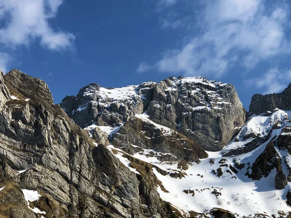 Cima Alpina Hunstein Nella Catena Montuosa Alpstein Nella Regione Appenzellerland — Foto Stock