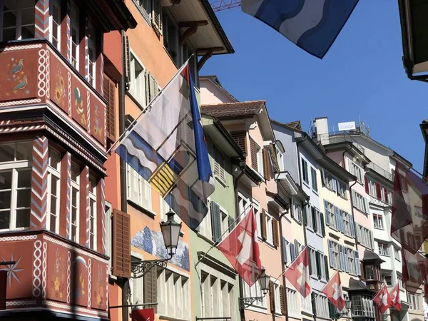 Traditionelle Architektur Und Historische Gebäude Der Altstadt Von Zürich Schweiz — Stockfoto