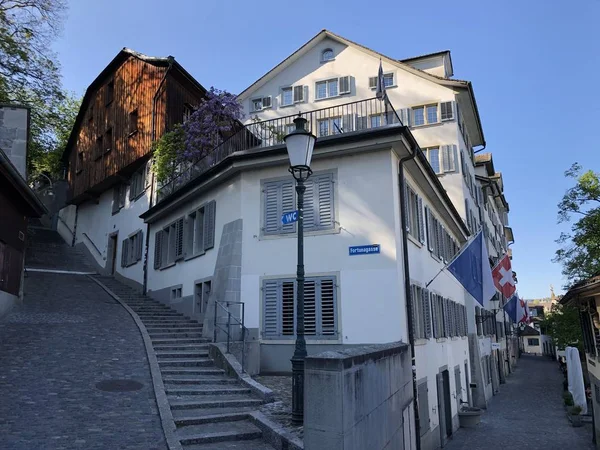 Oldtown Veya Zürih Altstadt Sviçre Geleneksel Mimari Tarihi Binalar — Stok fotoğraf
