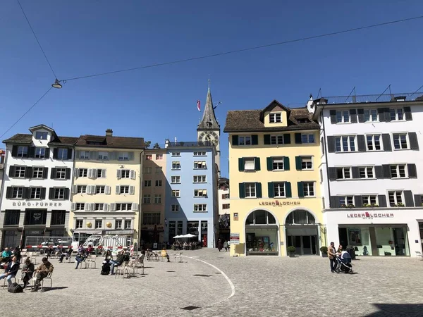 Muensterhof Veya Munsterhof Fraumuenster Manastır Avlusu Zürih Sviçre Tarihi Merkezinde — Stok fotoğraf