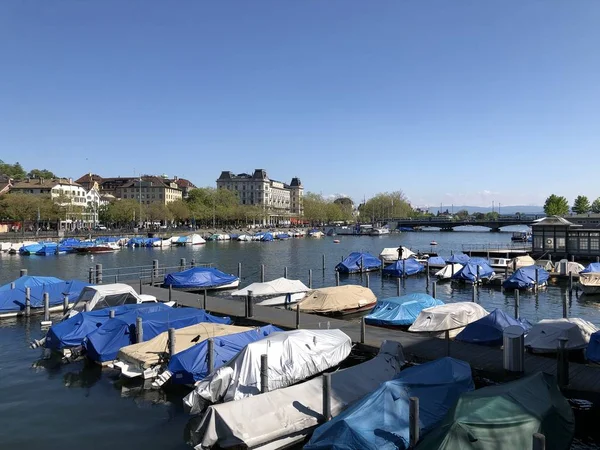 Sungai Limmat Setelah Danau Zurich Kota Zurich Swiss — Stok Foto