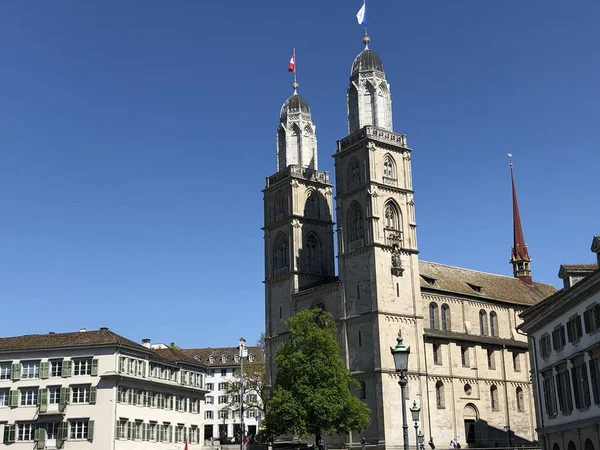 Grossmnster Grossmuenster Eller Grossmunster Zürichs Landmark Och Centrera Reformationen Schweitz — Stockfoto