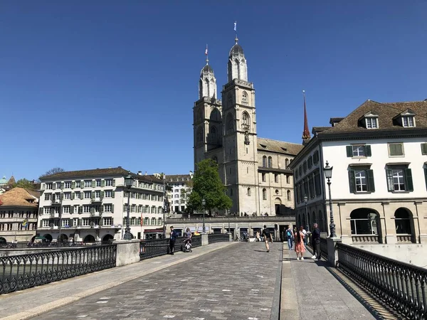 Grossmnster Grossmuenster Eller Grossmunster Zürichs Landmark Och Centrera Reformationen Schweitz — Stockfoto