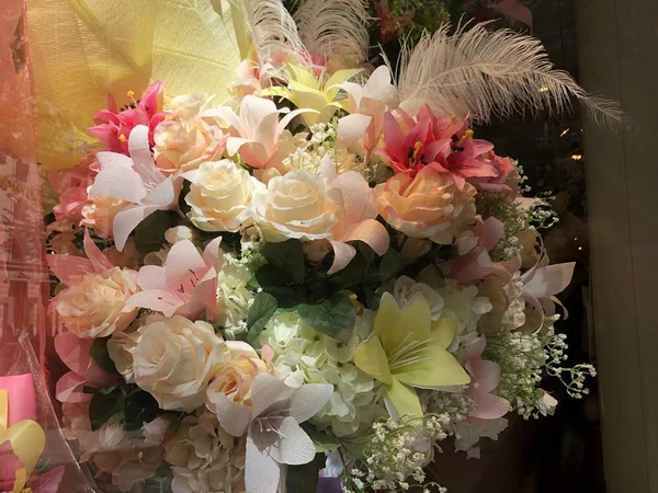 Beau Bouquet Fleurs Artificielles — Photo