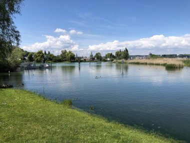 Kreuzlingen'deki Constance Gölü veya Bodensee - Thurgau Kantonu, İsviçre