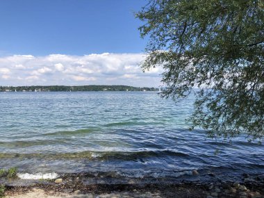Kreuzlingen'deki Constance Gölü veya Bodensee - Thurgau Kantonu, İsviçre