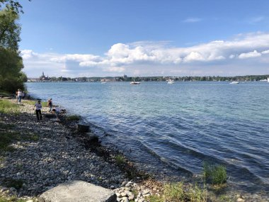 Kreuzlingen'deki Constance Gölü veya Bodensee - Thurgau Kantonu, İsviçre