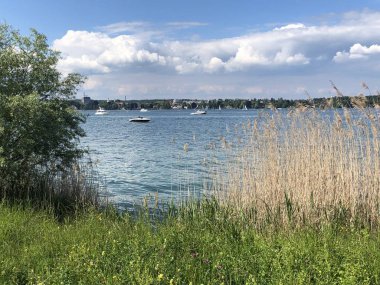 Kreuzlingen'deki Constance Gölü veya Bodensee - Thurgau Kantonu, İsviçre