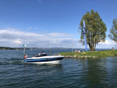 Kreuzlingen'deki Constance Gölü veya Bodensee - Thurgau Kantonu, İsviçre