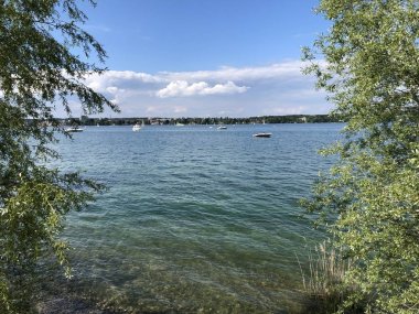 Kreuzlingen'deki Constance Gölü veya Bodensee - Thurgau Kantonu, İsviçre