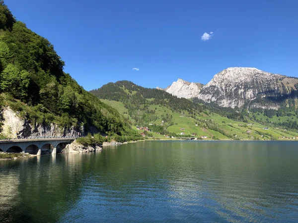 人工高山ワギタレルゼー ワギタレルゼー のダム インナータール シュヴィーツ州 スイス — ストック写真