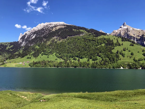 Schiberg Zindlenspitz Bergen Boven Vallei Wagital Waegital Alpine Lake Wagitalersee — Stockfoto