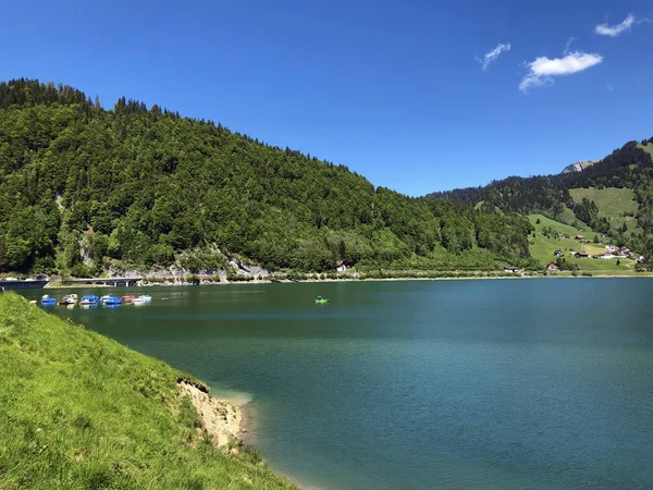 Paesaggio Alpino Del Wagitalersee Waegitalersee Lago Alpino Nella Valle Wagital — Foto Stock