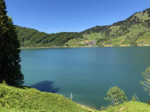 Paisagem Alpina Wagitalersee Waegitalersee Lago Alpino Vale Wagital Waegital Innerthal — Fotografia de Stock