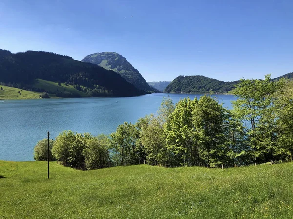 Alpejskie Krajobrazy Wagitalersee Lub Waegitalersee Alpine Lake Dolinie Wagital Waegital — Zdjęcie stockowe