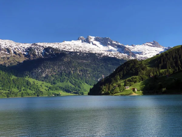 Paysage Alpin Lac Alpin Wagitalersee Waegitalersee Dans Vallée Wagital Waegital — Photo