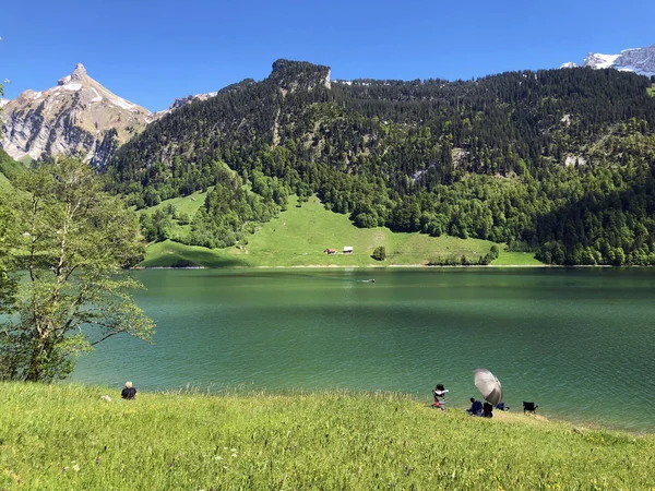 Zindlenspitz Himmelchopf Mountains Boven Het Dal Wagital Waegital Alpine Lake — Stockfoto