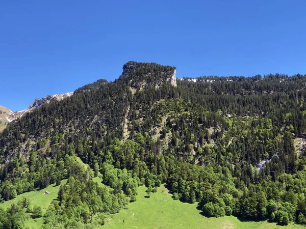 Himmelchopf Mountain Nad Údolím Wagital Nebo Waegital Alpský Jezero Wagitalersee — Stock fotografie