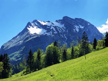 Turner ve Diethelm Dağları vadi Wagital veya Waegital ve alp Gölü Wagitalersee (Waegitalersee), Innerthal - Karakt Schwyz, İsviçre