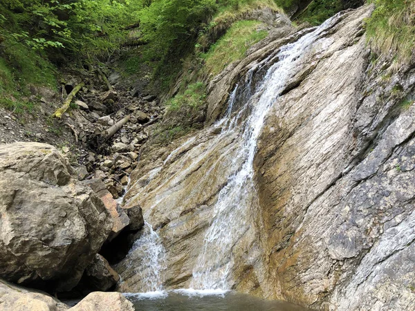 Wasserfall Schrahbach Oder Schrahbachfall Wagitalersee Innerthal Kanton Schwyz Schweiz — Stockfoto