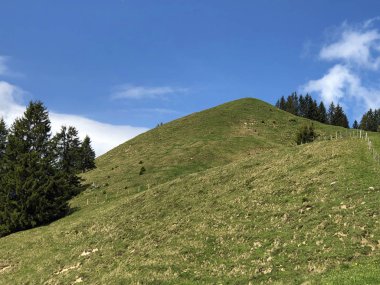 Hill Bruschstockbugel (Brueschstockbuegel) alp gölü Wagitalersee veya Waegitalersee, Innerthal yukarıda - Schwyz Kantonu, İsviçre