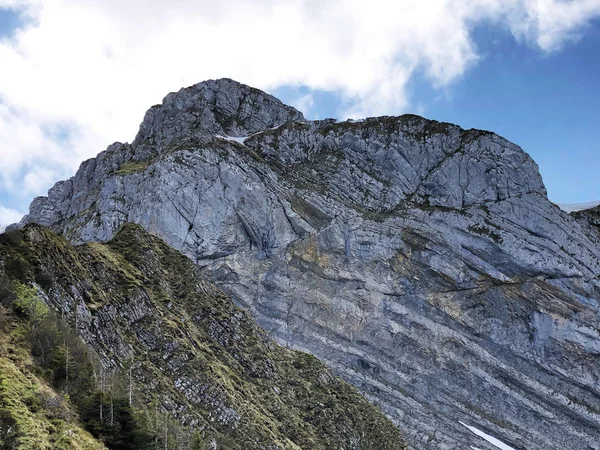 Schiberg Mountain Wagital Valley Waegital Wagitalersee Alpine Lake Waegitalersee Innerthal — Stock Photo, Image