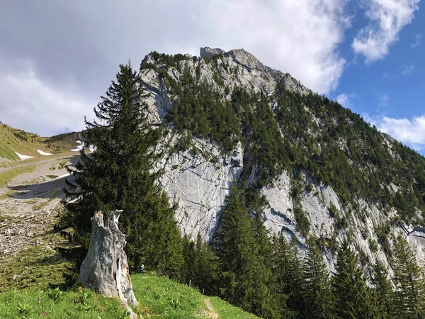 Schiberg Über Dem Wagital Oder Waegital Und Dem Wagitalersee Innerthal — Stockfoto