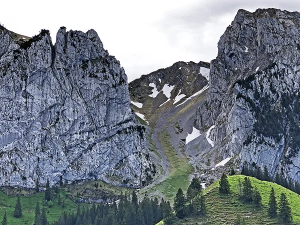 Bockmattlistock Schiberg Dağları Vadi Wagital Veya Waegital Alp Gölü Wagitalersee — Stok fotoğraf